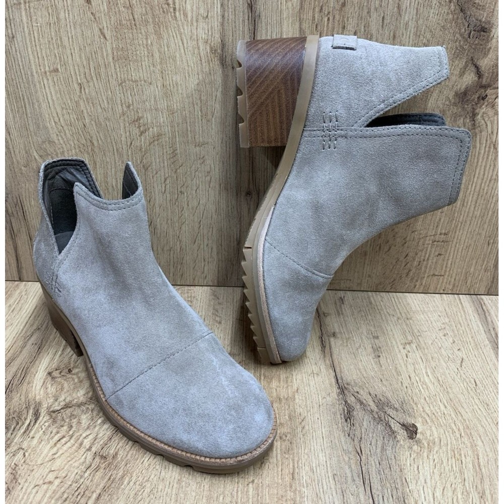 Sorel Womens Cate Cut-Out Bootie #NL3384-240 US 6M Ash Brown Suede Waterproof
